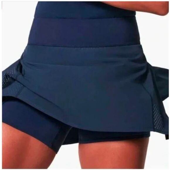 Spanx Get Moving Skort XL Navy Built-In Shorts Pocket Active Athletic Skirt - Picture 2 of 12